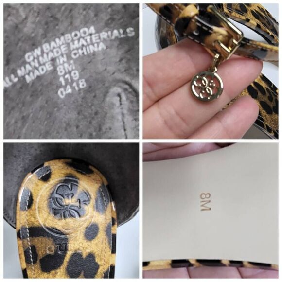 NEW Guess Leopard Print Shiny Block Heel Ankle Strap Shoe Heel Size 8 - Picture 11 of 11